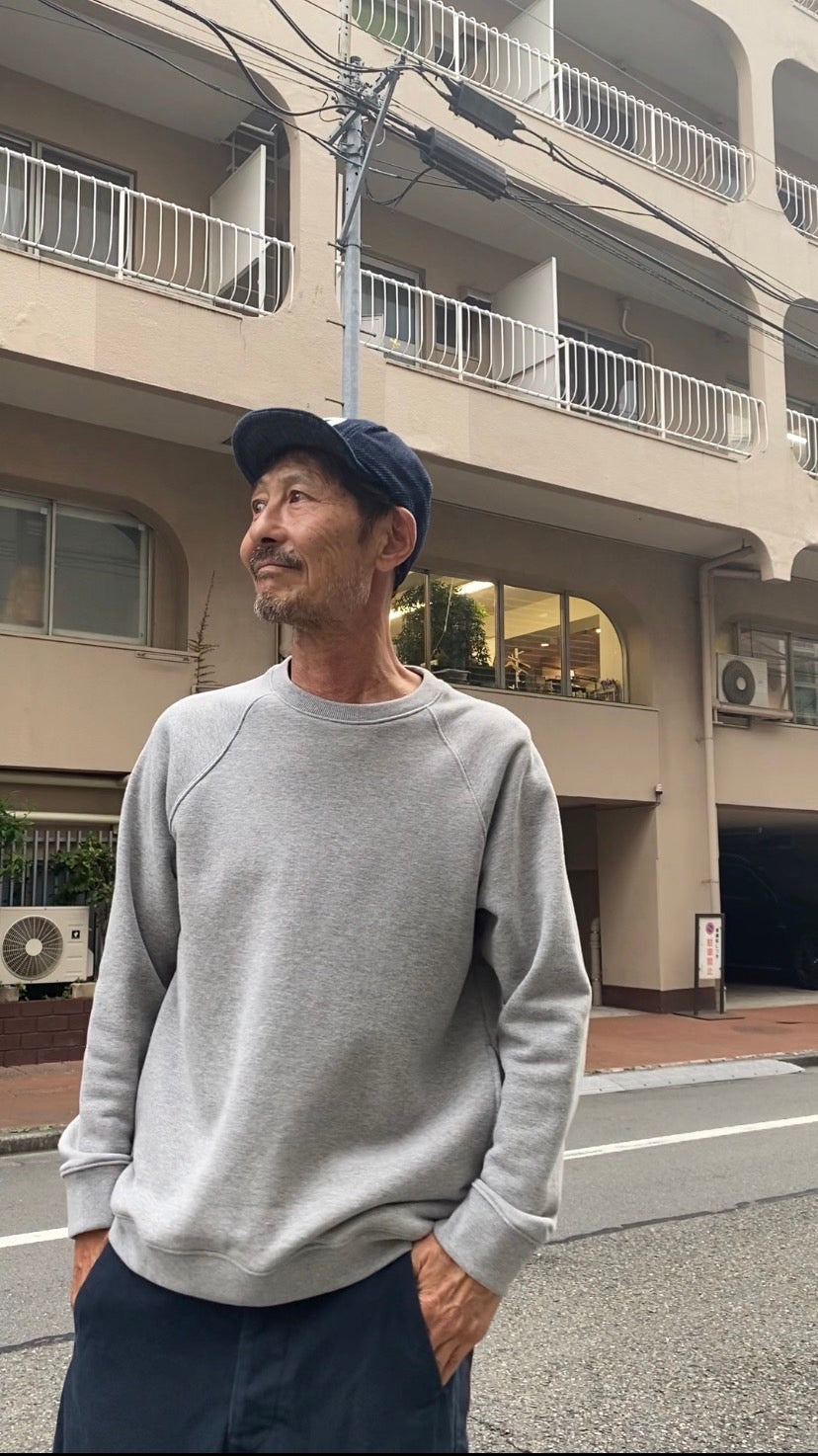126OU アズマ裏毛ラグランリブクルーネック