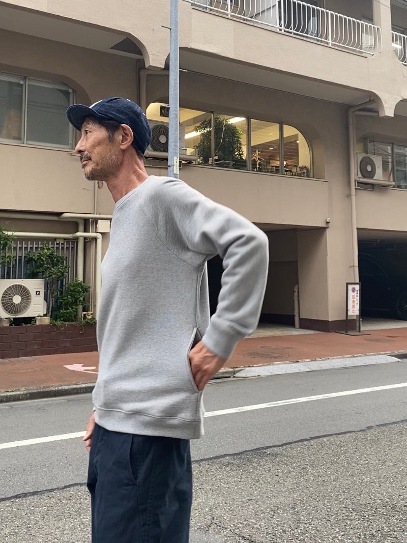 126OU アズマ裏毛ラグランリブクルーネック