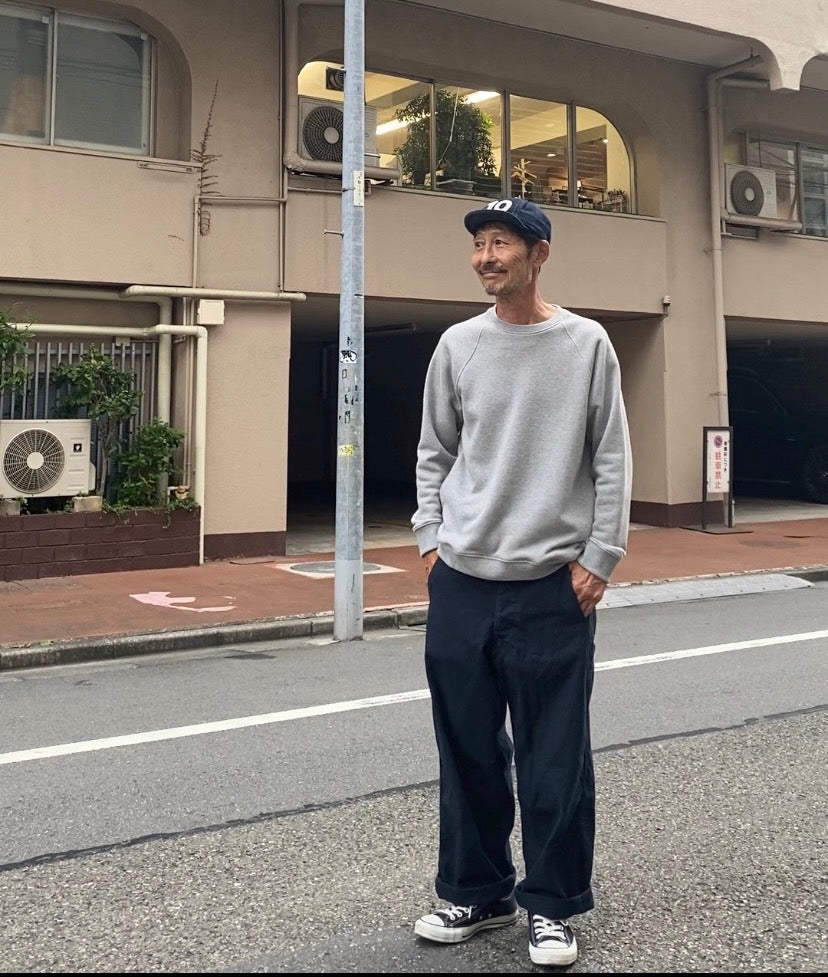 126OU アズマ裏毛ラグランリブクルーネック